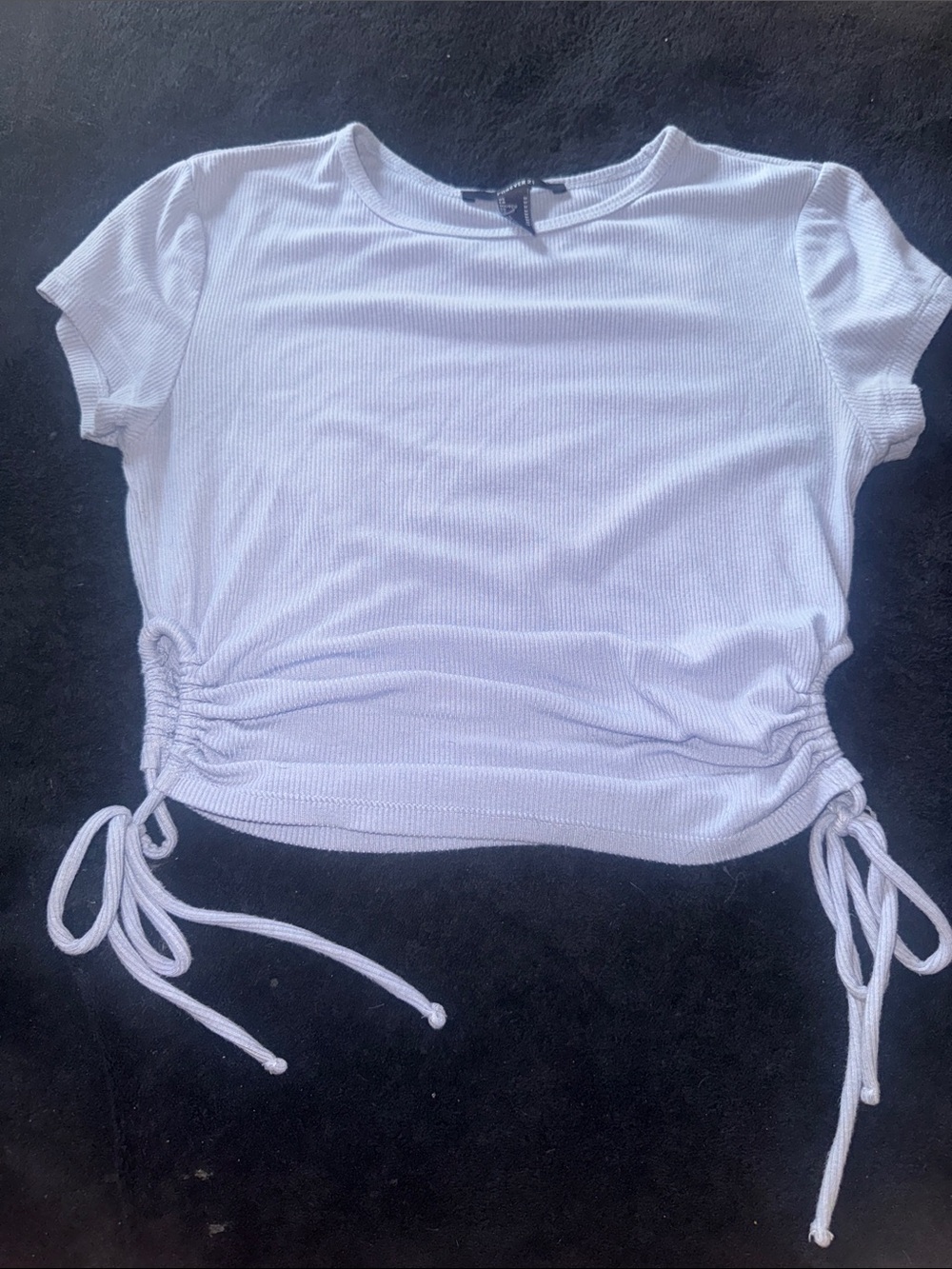 Women's Cinch-Side Ribbed Crop Top - Baby Blue